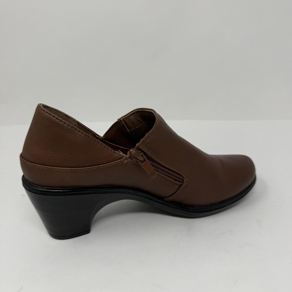 Brown Slip On Shoes Womens Size 8 Medium Block Heel Comfort Casual Zip Sides - Picture 3 of 13